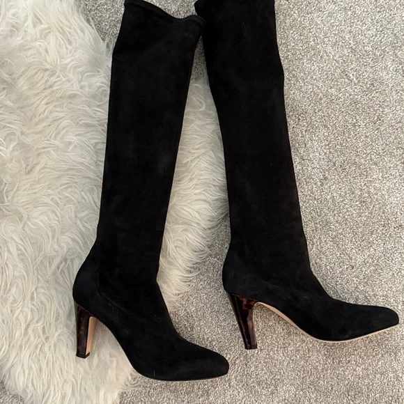 Nib Sarah Flint Black Alexandra 85 black stretch suede boot 39.5 new